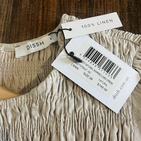 Dissh Kennedy Natural Shirred Linen Dress NWT - Picture 6 of 7